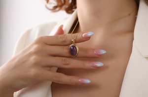 Collier en Améthyste Taille Ovale, Argent Sterling 925 Plaqué Or 14K, Pierre Précieuse Naturelle Délicate, Qualité Supérieure Certifiée IGI, Bijou Élégant - Product Image 5