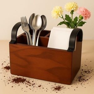 Handcrafted <b>Wood</b> <b>Spice</b> Organizer <b>Spice</b> Storage Holder Rustic Kitchen Table Organizer Multifunctional Single Tier Stand Type Box - Product Image 3