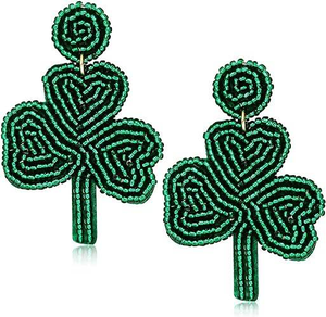 ต่างหูแบบห้อยประดับลูกปัดหลากสีสไตล์แฟชั่นสำหรับผู้หญิง ต่างหูปักลายลูกปัดแบบพับได้ลายเซนต์แพทริค ขายส่ง - Product Image 2