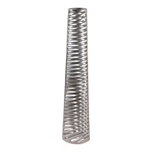 Vase de table en métal géométrique moderne, design industriel fait main, finition argentée, hauteur 39 cm, sculpture décorative - Product Image 4