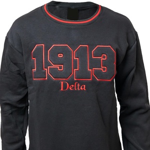 Sorority Women's Delta 1913 Embroidered Crew Neck Sweatshirt Women's Long Sleeve Knitted Cotton Autumn Wear - Product Image 2