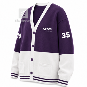 Sweat-shirt universitaire respirant personnalisé NCNW avec logo brodé sur le devant, violet et blanc, décontracté, manches longues, pour femme - Product Image 2