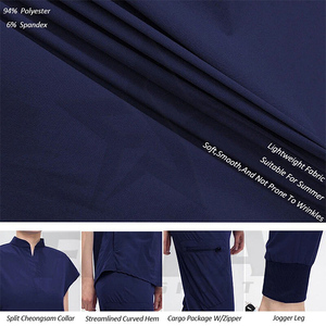 Ensemble uniforme de spa pour femmes en gros : Haut à col mandarin et manches courtes + Pantalon de jogging – Uniforme de salon de beauté à marque privée OEM - Product Image 4