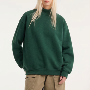 Sudadera personalizada para mujer con cuello simulado, tejido de algodón grueso, con etiqueta tejida con bordado personalizado y acabado de lavado. - Product Image 1
