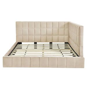 "Beige Velvet Full Size Upholstered Daybed/Sofa Bed Frame" - Product Image 3