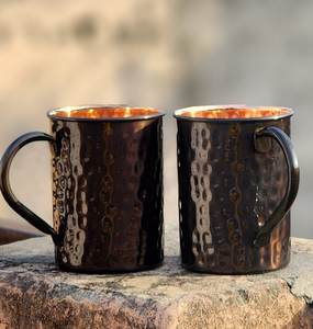 Mug à Moscow Mule en cuivre massif fait main : finition martelée antique, 16 oz - Product Image 1