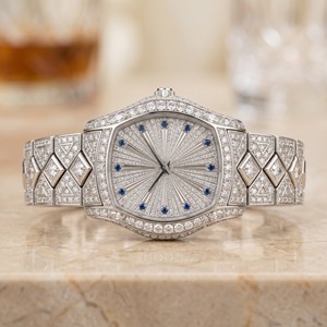 Reloj de Diamantes Moissanite VVS en Oferta, Totalmente Automático, Color Blanco Rosado, con Espinas, Lujoso, Estilo Hip Hop - Product Image 3
