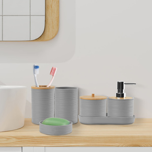 8 pezzi Set di accessori da bagno 5 opzioni di colore-porta bagno porta sapone porta spazzolino da denti portasapone spazzola pulizia wc - Product Image 1