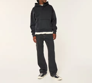 Sudadera con capucha de color liso para hombre – Sudadera informal estilo streetwear con bolsillo canguro - Product Image 5