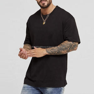 Nouveauté T-shirt Homme 100% Coton Manches Courtes Uni Noir Logo Personnalisé Surdimensionné - Product Image 1