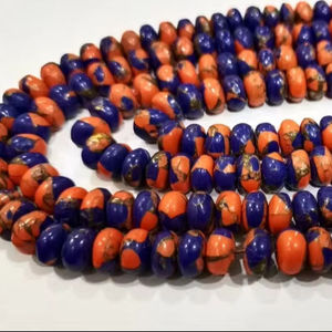 Perles rondes lisses de 8 mm en cornaline de Mohave naturelle, lapis-lazuli bleu et turquoise cuivrée - Product Image 4