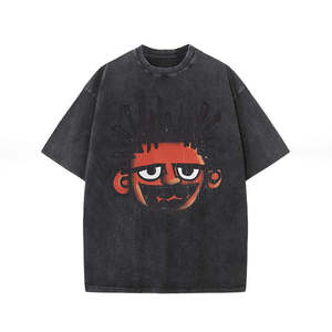 T-shirt surdimensionné pour homme imprimé dessin animé, manches courtes, col rond, style décontracté, 100 % coton jersey, avec logo frontal - Product Image 1