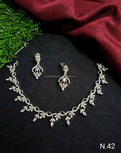 Conjunto de joyería nupcial de diamante americano clásico, collar y pendientes de dos piezas para boda, estilo clásico de moda - Product Image 2