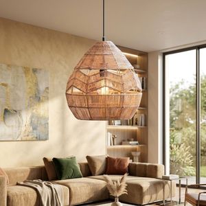 Decorative Rattan <b>Lampshade</b> Natural Rattan Bamboo Lamp Frames Light Cover Hanging Daily Use <b>for</b> Home Restaurants Hotel - Product Image 5