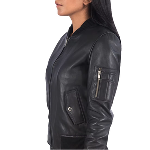 Chaqueta Larga y Delgada Reversible de Cuero Genuino Impermeable para Mujer, Estilo Moderno, Personalizada, Transpirable, con Solapa de Lona, Venta al Por Mayor - Product Image 3