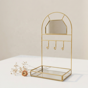 Exhibidores de Joyería de Metal de Diseño Moderno y Lujoso, Personalizados por el Fabricante, con Bandeja con Espejo Pequeño para Almacenamiento de Joyas - Product Image 1
