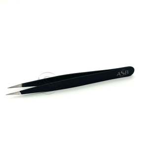 <b>Black</b> Matte Pointed Tip Tweezer With <b>Heart</b> At Handle Stainless Steel Beauty Instrument Customized Logo Printing - Product Image 5