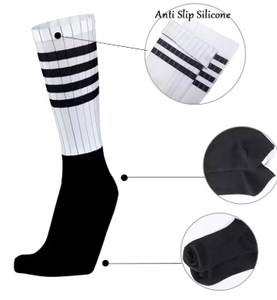 Black Crew <b>Socks</b> with <b>White</b> Stripes Breathable Anti-Slip All Seasons Outdoor Sports - Product Image 2