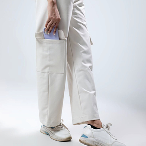 Pantalones Cargo para Mujer, Color Sólido, Tejidos, Cintura Media, con Cordón, Corte Holgado, Largos, Casuales, con Bolsillos, Transpirables - Product Image 5