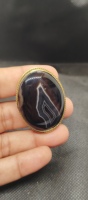 Pendentif rainuré en laiton avec agate rayée 100 % naturelle, de haute qualité, style vintage, pour chaînes de mariage et accessoires de mode, vente en gros