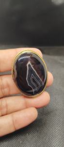 Pendentif en Agate Rayée 100% Naturelle avec Rainures en Laiton, Haute Qualité, pour Macramé et Accessoires de Mode - Vente en Gros - Product Image 3