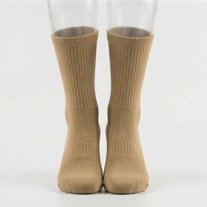 Crew <b>Socks</b> Solid Color Knitted Cotton Breathable Daily Wear Adults Spring Season Standard Thickness - Product Image 1