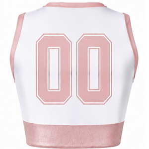 White <b>Coral</b> Sublimated Sleeveless Cheerleading Jersey Team Athletic Sportswear Training Performance Competition <b>Top</b> Uniform - Product Image 2