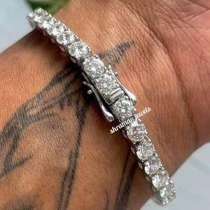 Haute qualité 5MM 925 argent Sterling classique laboratoire cultivé diamant Tennis Bracelet bijoux fins pour hommes femmes assuré Style Hip Hop - Product Image 2