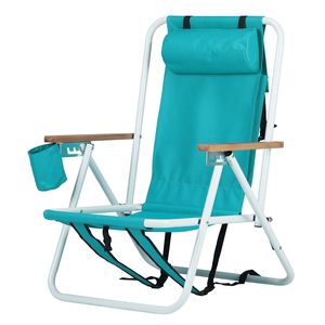 Set di 2 Sedie da Spiaggia Pieghevoli a 4 Posizioni per Adulti con Poggiatesta e Portabicchieri (Tessuto Oxford) - Product Image 2
