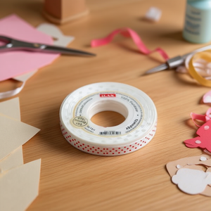 Ruban Ilan 1,0 cm 25Y Blanc avec des points rouges pour l'artisanat - Product Image 2