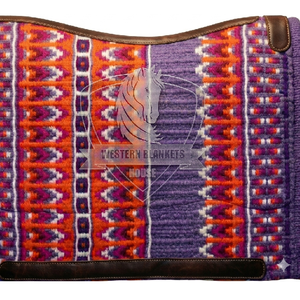 Tapis de selle équestre occidentale personnalisable haut de gamme, en feutre de laine beige massif, avec dessous en laine travaillée à la main, pour la protection et l'entraînement du cheval - Product Image 2
