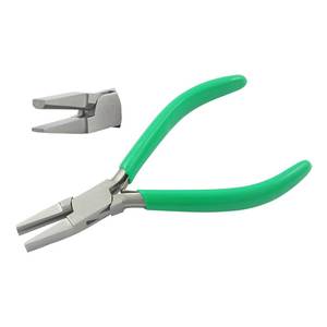 Pince à sertir plate demi-nez 115 mm en acier inoxydable avec poignées à ressort en PVC, mâchoires lisses, coupe-fil, dénudeur de fils, pour fil de pêche et bijoux - Product Image 1