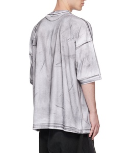 Camiseta de Manga Corta Oversize con Estampado Tie-Dye para Hombre, Cuello Redondo, Poliéster/Algodón, Diseño Vintage, Gris, Antiarrugas, Transpirable, 280g - Product Image 4