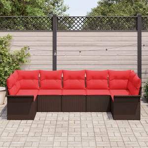 Conjunto de Sofá de Jardín de 7 Piezas en Poliratán Marrón con Cojines, Elegante Colección de Muebles para Exteriores - Product Image 3