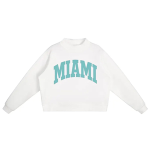 Sweat-shirt streetwear personnalisé épais pour femme, coupe oversize, imprimé graphique universitaire Miami, lettrage turquoise, automne-hiver, style vintage - Product Image 5