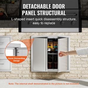 Porta da Cucina Esterna in Acciaio Inox 26W X 24H, Doppia, a Incasso Verticale a Muro, per Accesso BBQ - Product Image 4