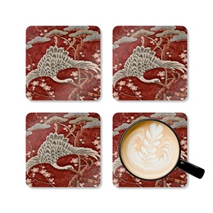 REHMAN CRAFT Handmade Red Modern Design Square Shape 9cm Diameter 4mm Thick MDF <b>Drink</b> <b>Coasters</b> with Cork Backing - Product Image 5