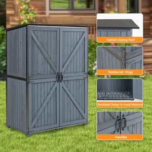 Armadio da Esterno 55.1"L X 29.1"W X 68.9"H, Casetta da Giardino con Struttura in Metallo per Cortile, Patio o Prato - Product Image 5