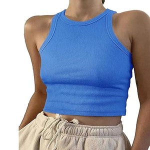Débardeurs courts sans manches pour femmes en gros avec logo personnalisé – Nouvelle collection de crop tops tendance pour femmes - Product Image 1