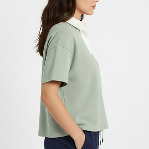 Nueva Camiseta de Mujer 2026, 100% Algodón, con Apliques Elegantes Personalizados, Manga Corta, 300gsm, Verano, Ecológica, Secado Rápido - Product Image 5