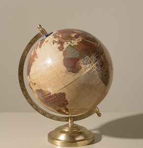 Globe terrestre de bureau en laiton antique, écologique, durable, traditionnel, rotatif, carte du monde éducative, décorative, moderne - Product Image 1