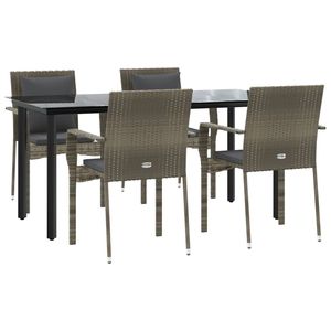 Set da Pranzo da Giardino in Rattan Grigio per 4 Persone, Resistente alle Intemperie, Design Contemporaneo - Product Image 3