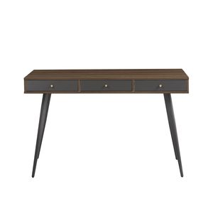 Mid Century Modern Home Office Computer <b>Desk</b> Walnut+Dark Grey Writing Study <b>Desk</b> with <b>Drawers</b> Multifunctional - Product Image 1