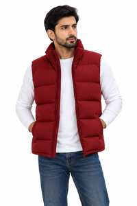 Chaleco Acolchado Grueso de Invierno para Hombre, Cuello Alto, Cierre Frontal con Cremallera, Relleno de Algodón, Exterior de Poliéster, Chaqueta Casual para Exteriores - Product Image 5