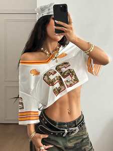 Maillot de football court en maille blanche par sublimation, numéro 22 camouflage, streetwear pour femme, fabricant OEM en gros - Product Image 6