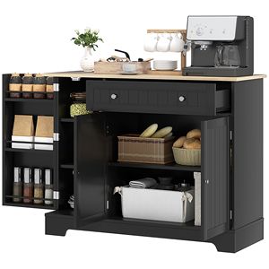 Credenza Moderna da Cucina 41 Pollici, Mobile Buffet Nero a 3 Ante con Ripiano Regolabile e Cassetto per Sala da Pranzo - Product Image 1