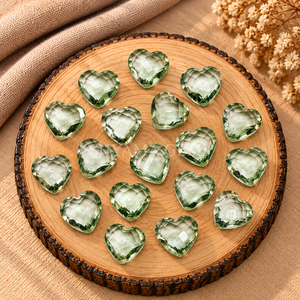 Cuarzo Amatista Verde Facetado en Forma de Corazón de 10mm, Cuentas Sueltas para Fabricación de Joyas, Colgantes, Manualidades, Suministros de Joyería al por Mayor - Product Image 2