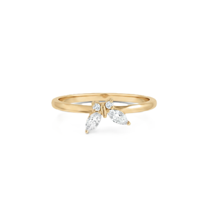 Bague de fiançailles minimaliste en or massif plaqué 14K 18K avec diamants de laboratoire et moissanite, sertie de marquises et de pierres rondes, bague de promesse, bague papillon - Product Image 1