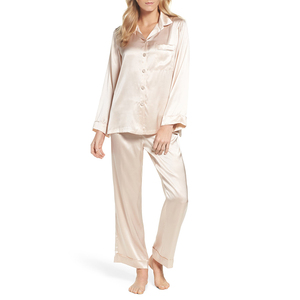 Vêtements de nuit en satin respirant de haute qualité pour femmes, avec taille élastique douce, 100% soie, pour le confort à la maison - Product Image 2
