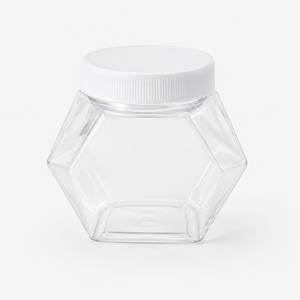 Frasco Transparente Hexagonal de Plástico PET de 2200 ml para Almacenamiento de Dulces, con Tapa Blanca de Rosca, para Alimentos y Bocadillos, Fabricante de Vietnam - Product Image 1